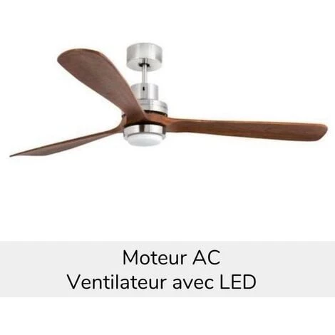 FARO BARCELONA Ventilateur De Plafond Lantau Ø 168 Cm Avec LED - Noyer - Métal - Faro - 33463 - Nickel Satiné 3 FARO BARCELONA Ventilateur De Plafond Lantau Ø 168 Cm Avec LED - Noyer - Métal - Faro - 33463 - Nickel Satiné