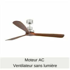 FARO BARCELONA Ventilateur De Plafond Faro Lantau Nickel Satiné Métal 33464 - Nickel Satiné