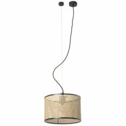 FARO BARCELONA MAMBO Lampe Suspension Noir/rotin ø320