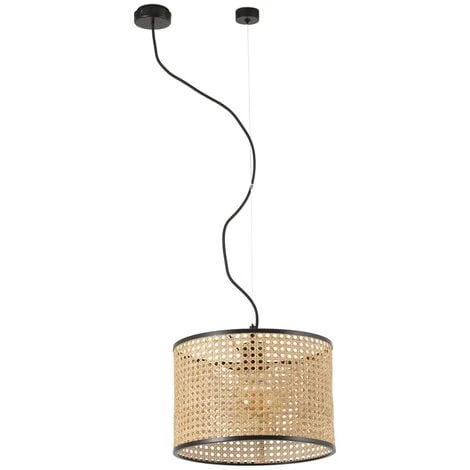 FARO BARCELONA MAMBO Lampe Suspension Simple Noir/rotin ø320 3 FARO BARCELONA MAMBO Lampe Suspension Simple Noir/rotin ø320