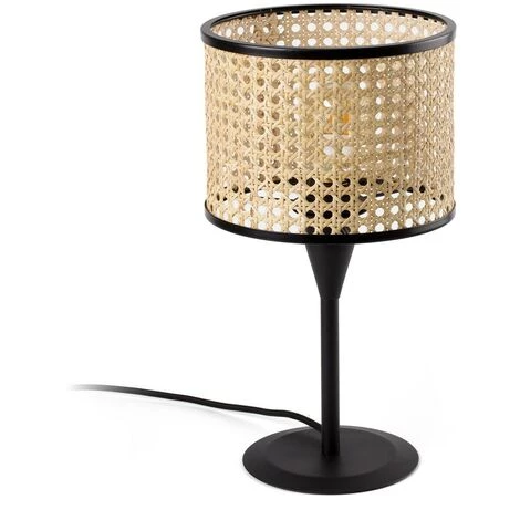FARO BARCELONA MAMBO Mini Lampe De Table Noire/rotin 3 FARO BARCELONA MAMBO Mini Lampe De Table Noire/rotin