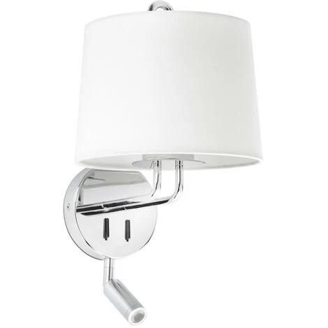 FARO BARCELONA MONTREAL Applique Murale Avec Lecteur Chrome/blanc 3 FARO BARCELONA MONTREAL Applique Murale Avec Lecteur Chrome/blanc