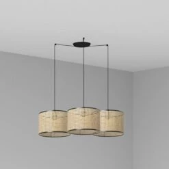 FARO BARCELONA MAMBO Lampadaire Noire/rotin ø320 3L