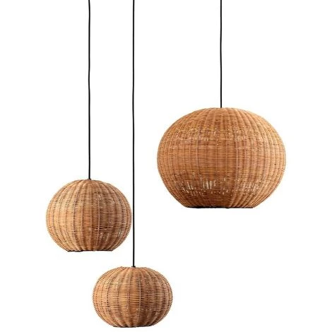 FARO BARCELONA Lampe Suspension Noir/rotin ø250 HAKA 4 FARO BARCELONA Lampe Suspension Noir/rotin ø250 HAKA – Image 2