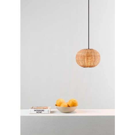 FARO BARCELONA Lampe Suspension Noir/rotin ø250 HAKA 5 FARO BARCELONA Lampe Suspension Noir/rotin ø250 HAKA – Image 3