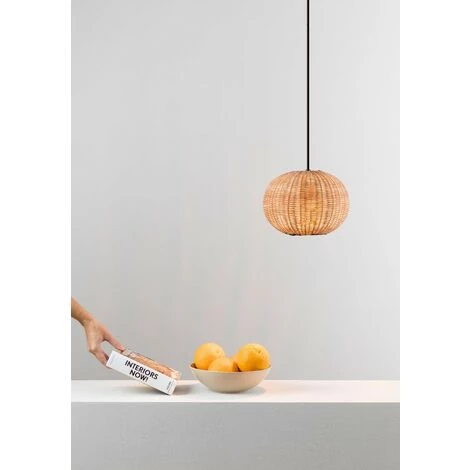 FARO BARCELONA Lampe Suspension Noir/rotin ø250 HAKA 6 FARO BARCELONA Lampe Suspension Noir/rotin ø250 HAKA – Image 4