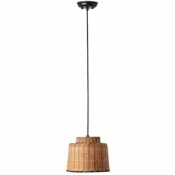 FARO BARCELONA Lampe Suspension Noir/rotin ø225 SAIPAN