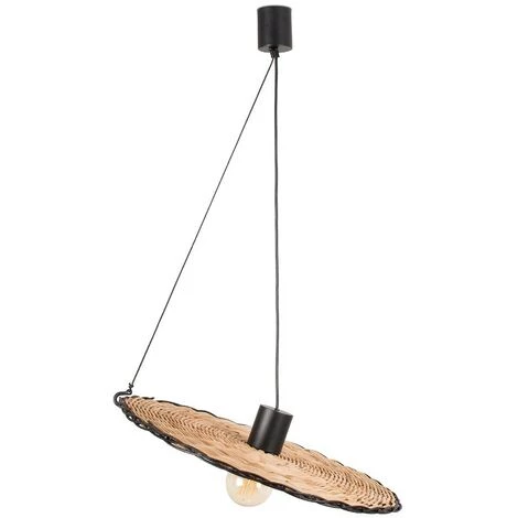 FARO BARCELONA Suspension Noir/rotin ø600 COSTAS 5 FARO BARCELONA Suspension Noir/rotin ø600 COSTAS – Image 3