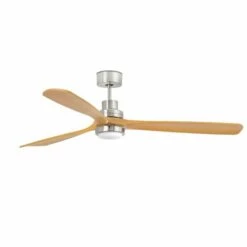 FARO BARCELONA Ventilateur De Plafond Avec Lumière Nickel Mat/pin Ø 132cm LANTAU DC