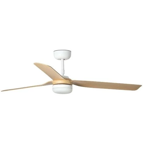 FARO BARCELONA Ventilateur De Plafond Blanc/bois Avec Lumière PUNT 3 FARO BARCELONA Ventilateur De Plafond Blanc/bois Avec Lumière PUNT