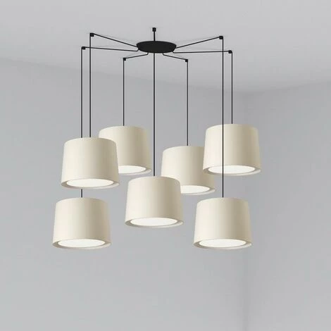 FARO BARCELONA Suspensionmétal Et Tissus Beige E27 - Beige 3 FARO BARCELONA Suspensionmétal Et Tissus Beige E27 - Beige