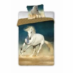 FARO BARCELONA FARO PARURE DE LIT POUR CHEVAUX MOTIF GARÇON MANQUÉ ET CHEVAL - 140 X 200 CM ET 70 X 90 CM - COTON 24527